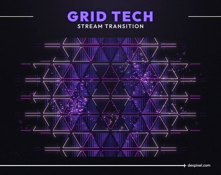 Grid Tech Purple Pink Technology Stream Transition | Glitchy futuriste et Edgy Stinger | SCI-FI Glitch Transition OBS | Twitch de dard