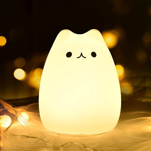 1 Stück Katzenförmiges Mini-Nachtlicht, Kawai-Karikatur-Tischlampe mit Touch-Fernbedienung, kreative Pat-Lichtlampe für Raum-Wohnkultur