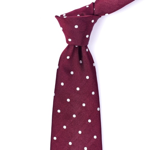 Sovereign Grade Woven Oxblood Wide Dot Tie, 150 cm