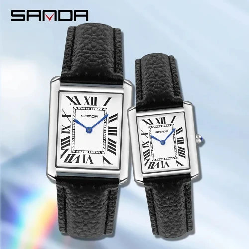 SANDA 1108 9031 New Luxury Brand Couple Watches Women Men Waterproof Clock Quartz Wristwatches Leather Strap Ladies Square Watch - AliExpress 1511