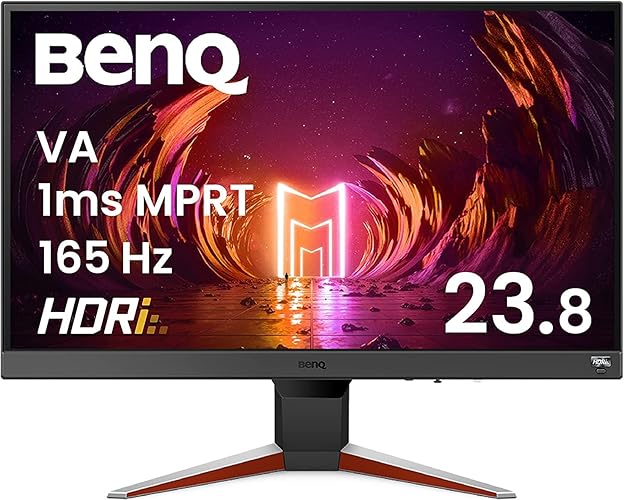 BenQ MOBIUZ EX240N Gaming Monitor 24" FHD 1080p 165Hz 1ms | VA | HDRi | Color Optimizer | Light Tuner | Black eQualizer | Freesync | Eye-Care Tech | Tilt | HDMI | DisplayPort | Built-In Speakers - 24" FHD VA | 165Hz 1ms | 2 x 2.5W Speakers