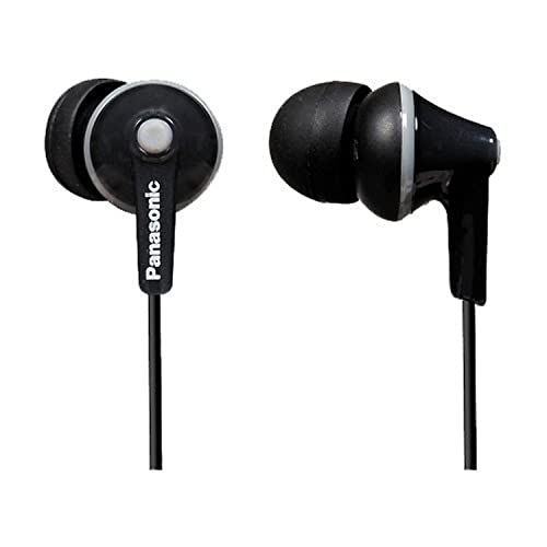 Panasonic RP-HJE125E-K Ergofit In-Ear Wired Earphones with Powerful Sound, Comfortable Non-Slip Fit, and 3 Sizes of Ear Buds - Black - Black - Single