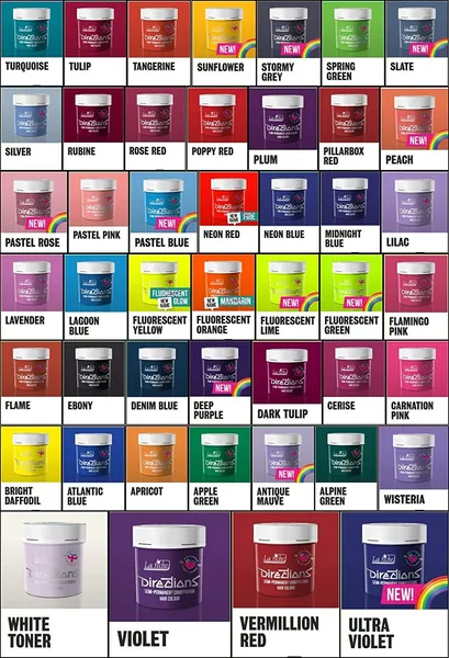 4 x TUBS DIRECTIONS Hair Dye/Colour CHOOSE ANY COLOURS
