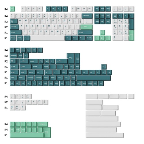 Keychron Double Shot Cherry PBT Keycap Full Keycap Set (219 Keys) - White Mint - White Mint