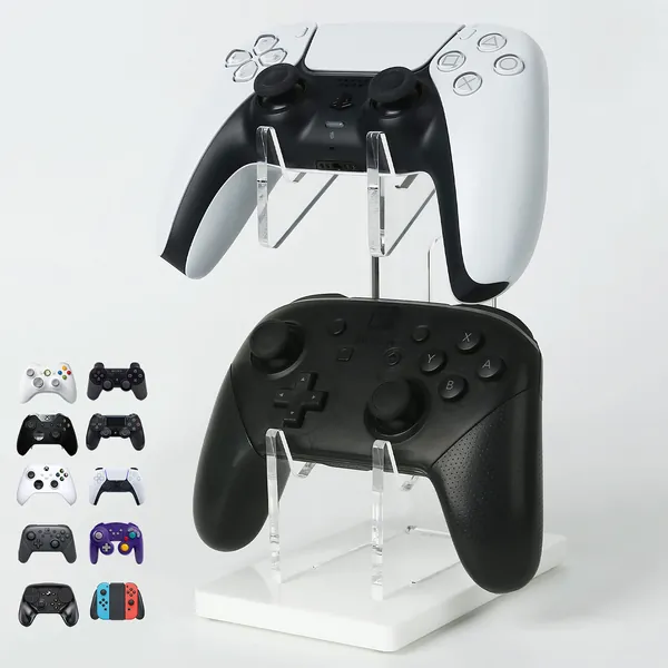 OAPRIRE Universal Dual Controller Holder for PS5 PS4 Xbox ONE STEAM Switch, Controller Stand Gaming Accessories, Build Your Game Fortresses (White) - White