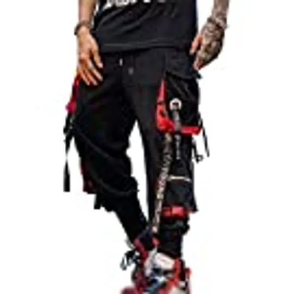 Hello MrLin Men's Jogger Pants Punk Cargo Baggy Techwear Hip Hop Harem Pants Streetwear Tactical Track Pants…