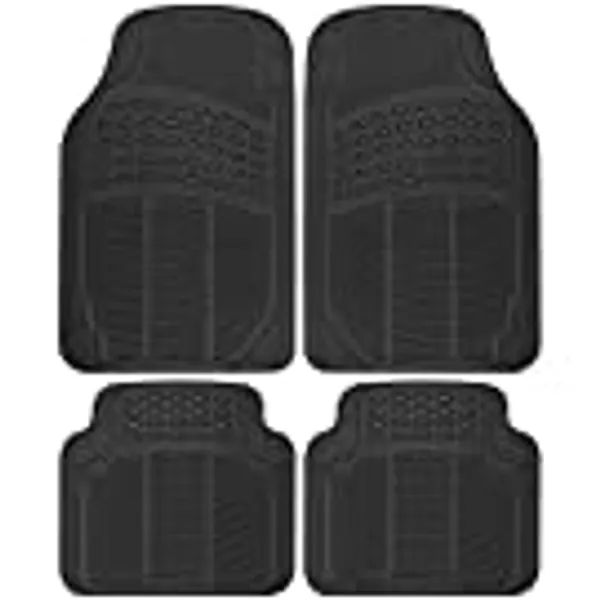 BDK All Weather Rubber Floor Mats for Car SUV & Truck - 4 Pieces Set (Front & Rear), Trimmable, Heavy Duty Protection