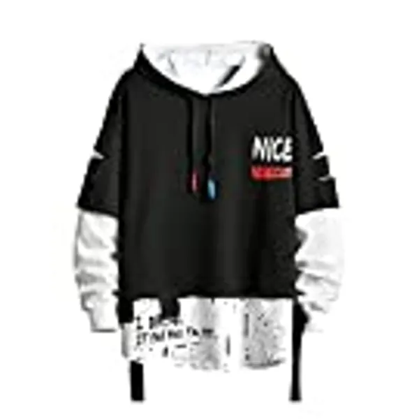 Men's Fashion Trends Hoodies Hip Hop Patchwork Sweater Hoodie Top