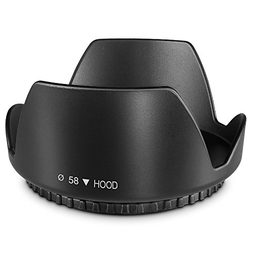 58MM Tulip Flower Lens Hood for Canon EOS 77D 80D 90D Rebel T8i T7 T7i T6i T6s T6 SL2 SL3 DSLR Cameras with Canon EF-S 18-55mm f/3.5-5.6 is Lens and Select Nikon Lenses - 58MM