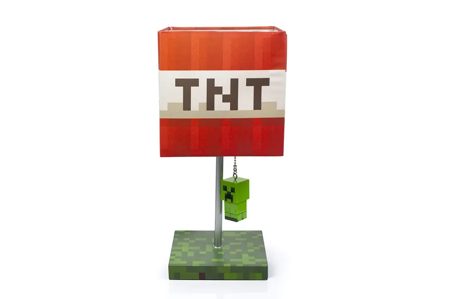 Minecraft TNT Block 14-Inch Desk Lamp with 3D Creeper Puller | LED Lamp - 