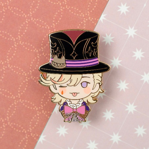 Genshin Impact Lyney, Lynette & Freminet Fontaine Hard Enamel Pin - Lyney / [A Grade] / Simple Rubber Backs