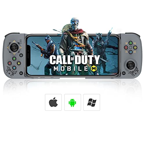 Joso Wireless Controller for Android, iPhone, Bluetooth Gamepad Joysticks for Samsung Galaxy 22/21/20, iPhone 14/14 Plus/14 Pro/14 Pro Max/13 Pro Max, COD Mobile, APEX, Genshin Impact - Direct Play - Grey