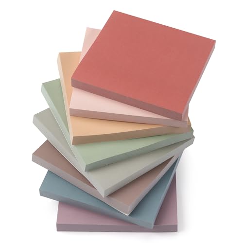 Sticky Notes 3x3 Self-Stick Notes Pads with 8 Morandi Colors, Easy to Post for Office, School, Home, 8 Pads/Pack, 70 Sheets/Pad