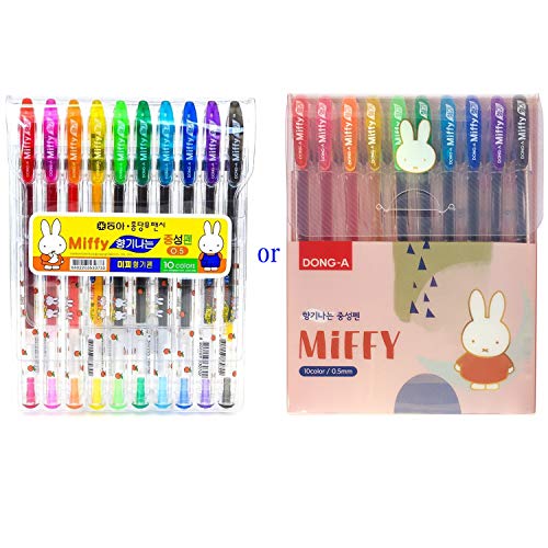 Dong-A Miffy Bunny Gel Ink Scented Rollerball Pens, 0.5mm, 10 Color Set - 96