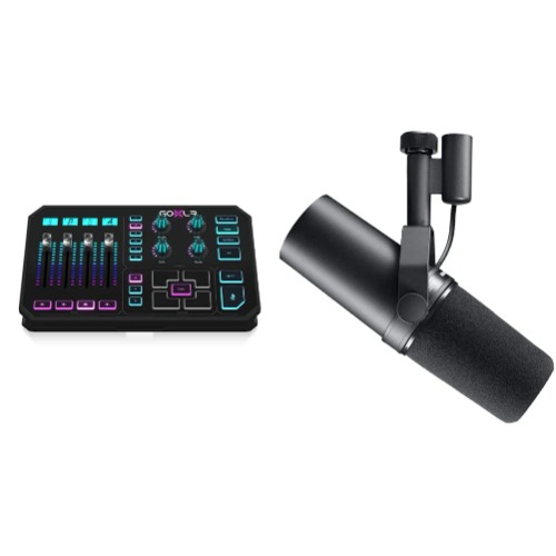 Shure SM7B Vocal Dynamic Microphone for Broadcast - Black & TC Helicon GoXLR Revolutionary Online Broadcaster Platform with 4-Channel Mixer, Motorized Faders, Sound Board and Vocal Effects