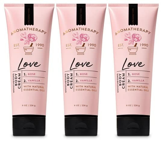 Bath & Body Works Aromatherapy LOVE Rose + Vanilla Moisturizing Body Cream - Value Pack Lot Of 3 - Full Size - 