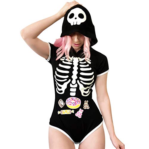 Littleforbig Cotton Romper Onesie Pajamas Bodysuit - Sweet Reaper Night-Glow Halloween - Night-glow - XX-Large
