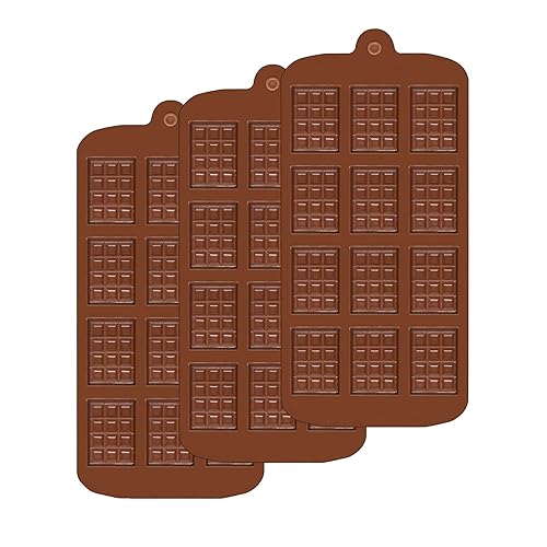 Waffle Chocolate Moulds Silicone Candy Molds, Chocolate Bar Molds, 3PCS12-Cavity Small Break Apart Chocolate Molds, Non Stick Chocolate Molds, Food Grade Silicone Molds