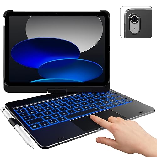 typecase Case with Keyboard for iPad 10th Generation (10.9", 2022), Multi-Touch Trackpad, 10 Color Backlight, 360° Rotatable, Thin & Light for Apple iPad 10th Gen 10.9 - Black