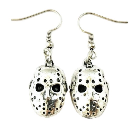 Blingsoul Mare Night Horror Skull Earrings - Before Christmas Skellington Crystal Pave Jewelry Promise Gift for Women Bride - Silver Mask Earrings