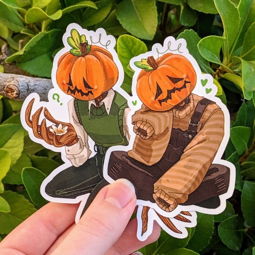 2 Autumn Pumpkin Head Stickers Set