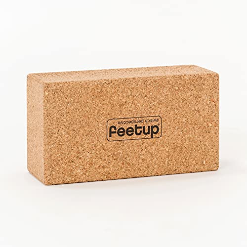 FeetUp - Yoga Blocks for Proper Alignment and Balance, Sturdy Meditation and Yoga Accessories, Must-Have Yoga Kit Tool, Pure Cork Yoga Block, 8.94 x 4.72 x 2.95 inches