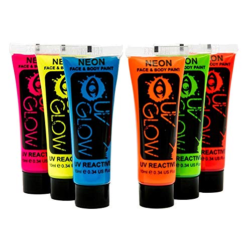 UV Glow Blacklight Face and Body Paint - Neon Fluorescent (0.34oz (Pack of 6)) - 0.34 Ounce (Pack of 6)