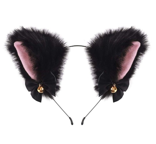 Cosplay Girl Plush Furry Cat Ears Headband Headwear Accessory Prop for Cam Girl Party - Black Pink