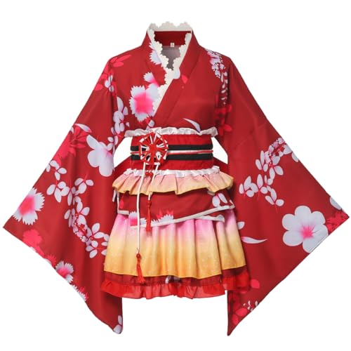 GRACEART Japanischer Kimono Robe Anime Cosplay Kostüm Kleid - S - Rot
