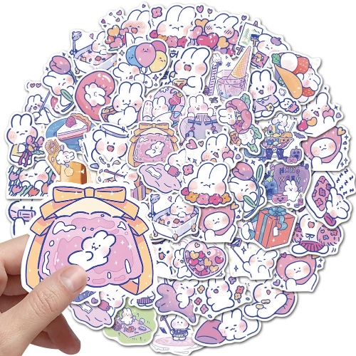 100 Mignon Lapin Autocollant pour Ordinateur Portable, Gommettes Lapin Motif Autocollant Enfants, Kawaii Lapin Stickers, Étiquette De Lapin Autocollants