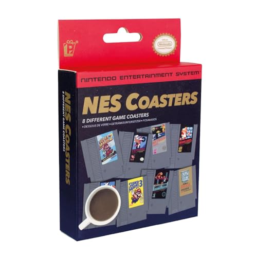 Paladone Nintendo NES Cartridge Retro Drink Coasters for Game Lovers - Super Mario Bros Accessories