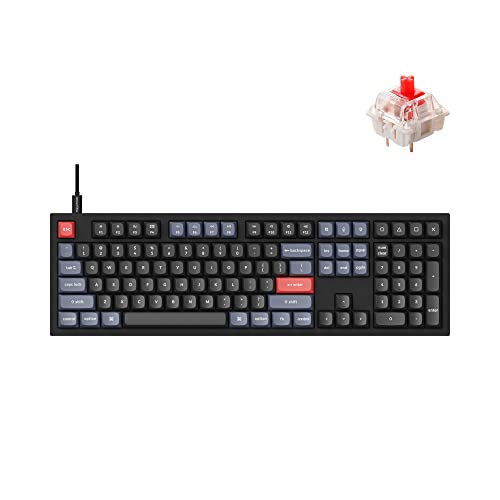 Keychron Q6 Wired Custom Mechanical Keyboard, QMK/VIA Programmable Macro, Full-Size Aluminum RGB Backlit, Double Gasket Hot-Swappable Gateron G Pro Red Switch Compatible with Mac Windows Linux-Black - Gateron G Pro Red Switch-Black