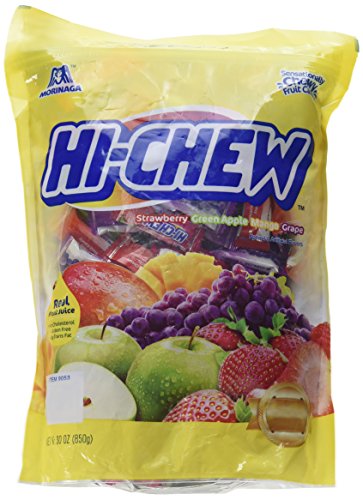 Morinaga Hi -Chew Assorted Flavored 30oz 160+ Individually Wrapped Fruit Chews Mango Grape Strawberry Green Apple - Apple - 30 Ounce (Pack of 1)
