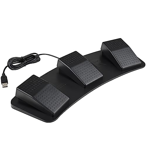 Hoffnugshween USB Foot Pedal:3-key PC Switch Control Keyboard Actions HID Programmable Shortcuts Custom Combinations Hotkeys for Gaming & Transcription Mouse Controller Button for PC Switch Computer