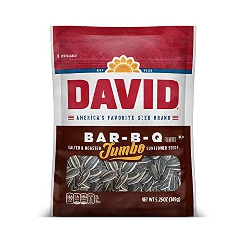 DAVID Seeds Roasted & Salted Bar-B-Q Jumbo Sunflower Seeds, Keto Friendly, 5.25 Oz - Bar-B-Q Jumbo - 5.25 Ounce (Pack of 1)