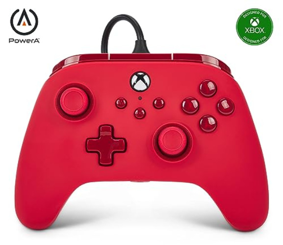 PowerA Advantage Wired Controller for Xbox Series X|S - Red, Xbox Controller with Detachable 10ft USB-C Cable, Mappable Buttons, Trigger Locks and Rumble Motors, Officially Licensed for Xbox - Red