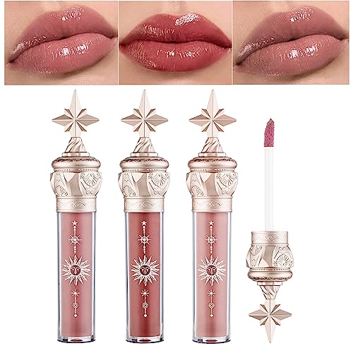 Lip Gloss Set,Makeup Lipsticks For Women Long Lasting Lipgloss Waterproof Lipstick For Lip Plumper Gloss And Liquid Blush,Tinted Lip Balm Lip Tint Make Up Gift(3PC) - set 3PC