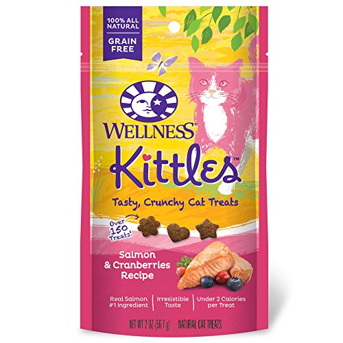 Wellness Kittles Crunchy Natural Grain Free Cat Treats, Salmon & Cranberry, 2-Ounce Bag - 2 Ounce (Pack of 1) - Salmon & Cranberry
