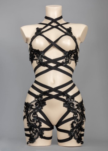 DARKLANDS - Couture Beaded Black Lace Bralette | UK 8-10 / US 4-6