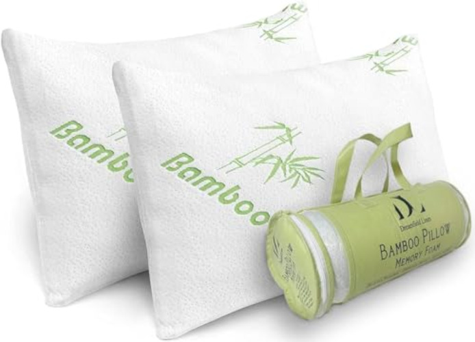Rayon Derived from Bamboo Pillows King Size Set of 2 [Adjustable] Shredded Memory Foam for Sleeping - Soft, Cool & Breathable Cover w/Zipper Closure - Relieves Neck Pain - Back/Stomach/Side Sleeper - King (Pack of 2)