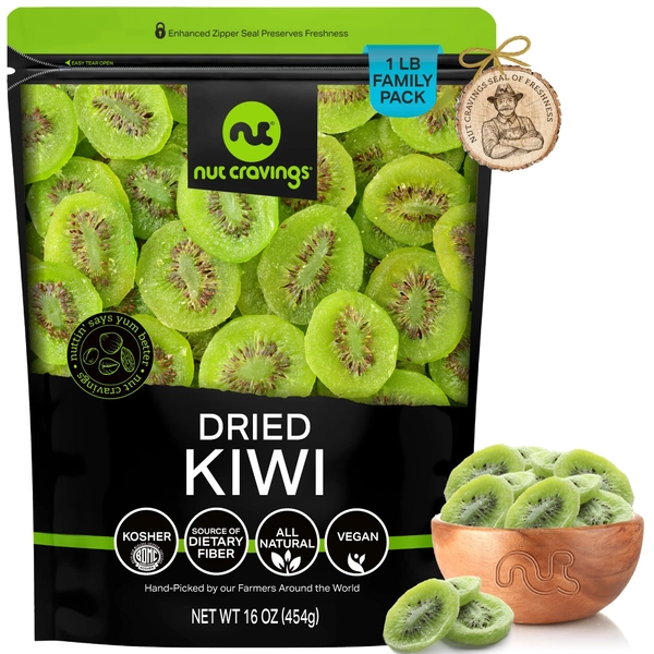 Sun Dried Kiwi Slices, with Sugar Added (16oz - 1 LB) Packed Fresh in Resealable Bag - Sweet Fruit Snack Treat - Healthy Food, All Natural, Vegan, Kosher Certified - Dried Kiwi 2 Pound (Pack of 1)