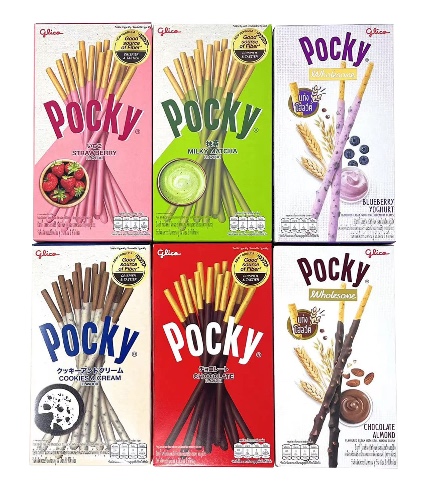 Pocky Biscuit Stick 6 Flavors Variety Pack (Pack of 6) (Total 8.84 oz) - Classic Flavors and Fun New Flavors - Yogurt and Choc Almond