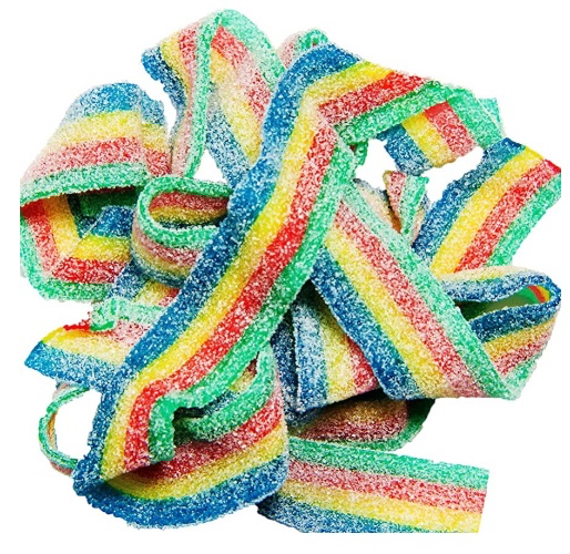 Sour Power Gummy Belts Candy (Sour Berry Blue, Blueberry, 1 Pound) - Sour Quattro Rainbow 2 Pound (Pack of 1)