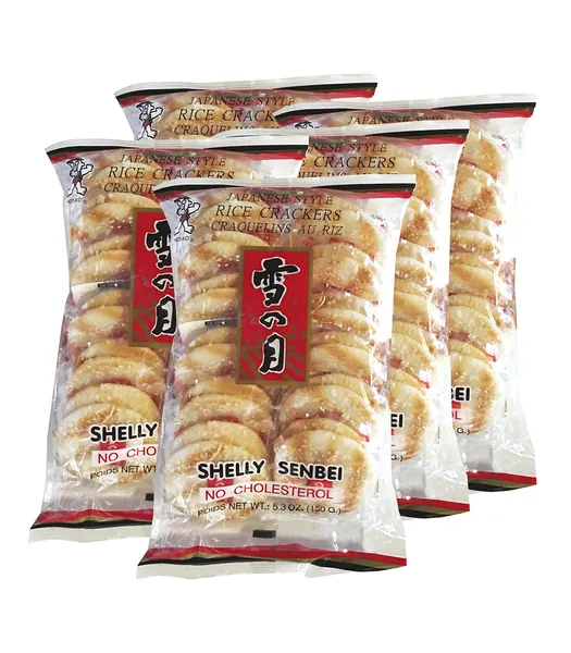 Want Want Big Shelly Shenbei Snowy Crispy Rick Cracker Biscuits - Sugar Glazed 5.30 oz. (Pack of 5) - Original 5.3 Ounce (Pack of 5)