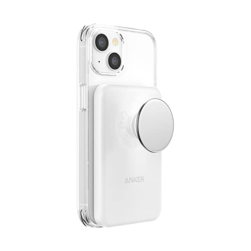 PopSockets: Anker Portable Charger and Phone Grip, Wireless Battery Pack, Phone Grip with Expanding Kickstand - White - White - Charger and Phone Grip