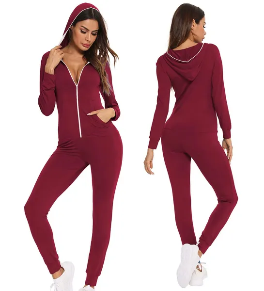 Womens Pajamas Jumpsuits Zip-up Romper Sexy 