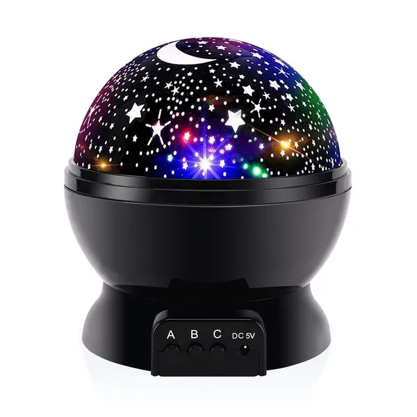 Night Light for Kids, Fortally Kids Night Light, Star Night Light, Nebula Star Projector 360 Degree Rotation - 4 LED Bulbs 12 Light Color Changing with USB Cable, Romantic Gifts for Men Women Children - Black