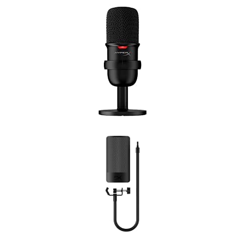 Bundle of HyperX SoloCast – USB Condenser Gaming Microphone, for PC, PS4, PS5 and Mac, Tap-to-Mute Sensor, Cardioid Polar Pattern + HyperX Shield Microphone Pop Filter - Bundle - Black