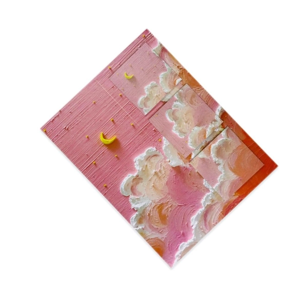 Sky Sticky Notes Cute Memo Pads Pastel Paper Note Oil Painting Art Teacher Gifts for Coworker - Pink