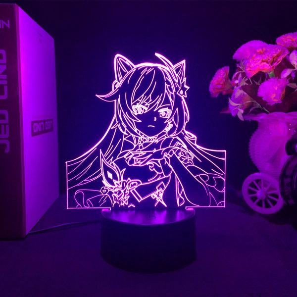 Keqing Night Light Color Changing LED Light Keqing Gesnhin Impact Lamp - A